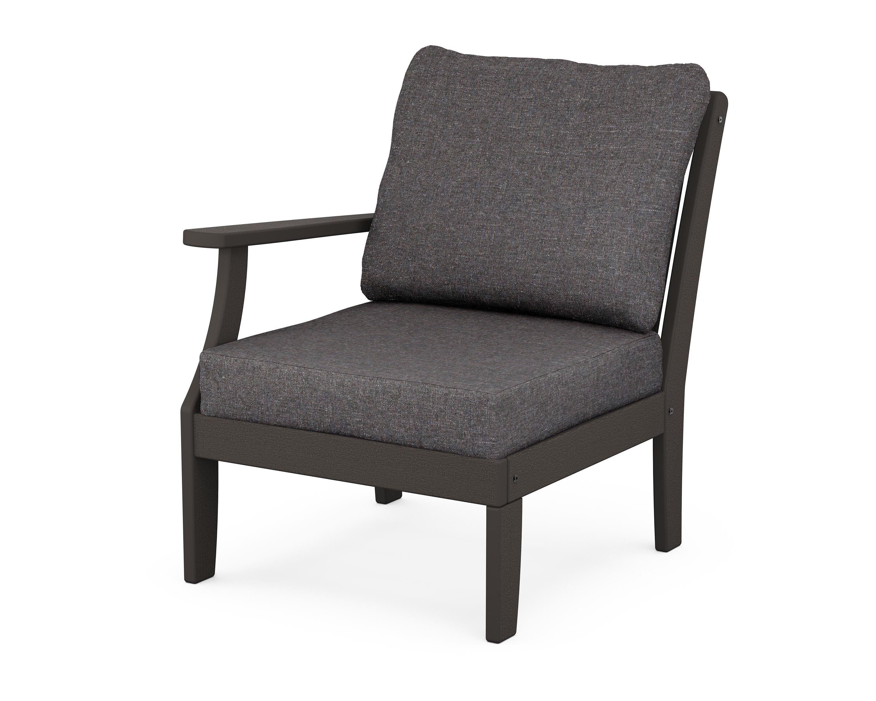 POLYWOOD® Braxton Modular Left Arm Chair in Vintage Coffee / Ash Charcoal