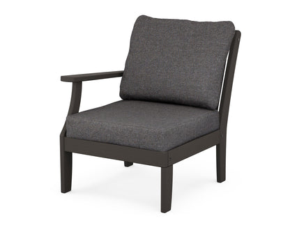 POLYWOOD® Braxton Modular Left Arm Chair in Vintage Coffee / Ash Charcoal