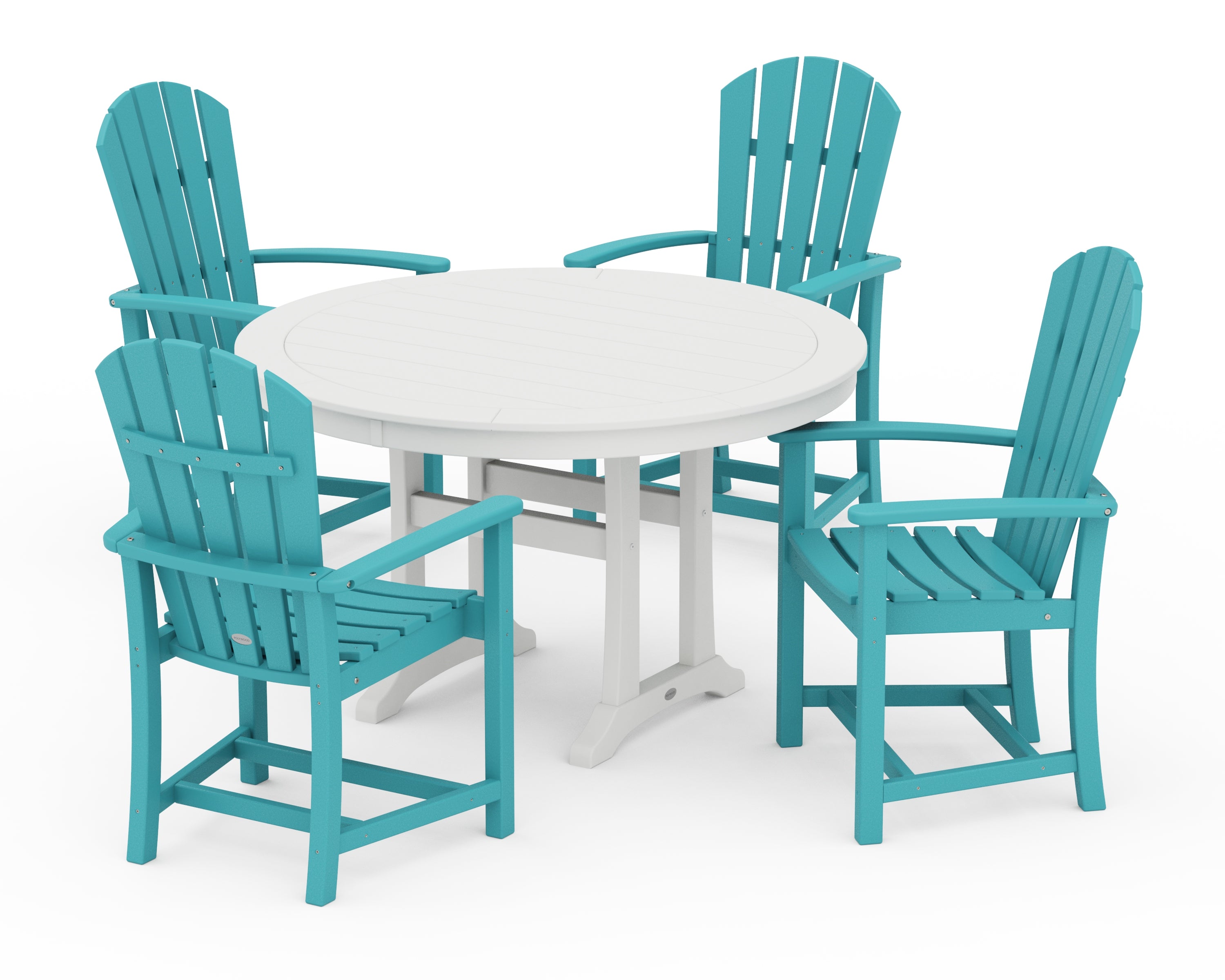 POLYWOOD® Palm Coast 5-Piece Round Dining Set in Aruba / White