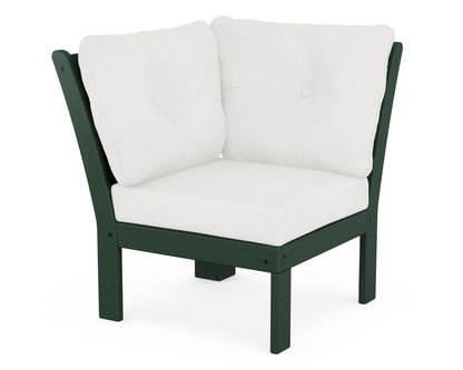 POLYWOOD® Vineyard Modular Corner Chair in Green / Natural Linen