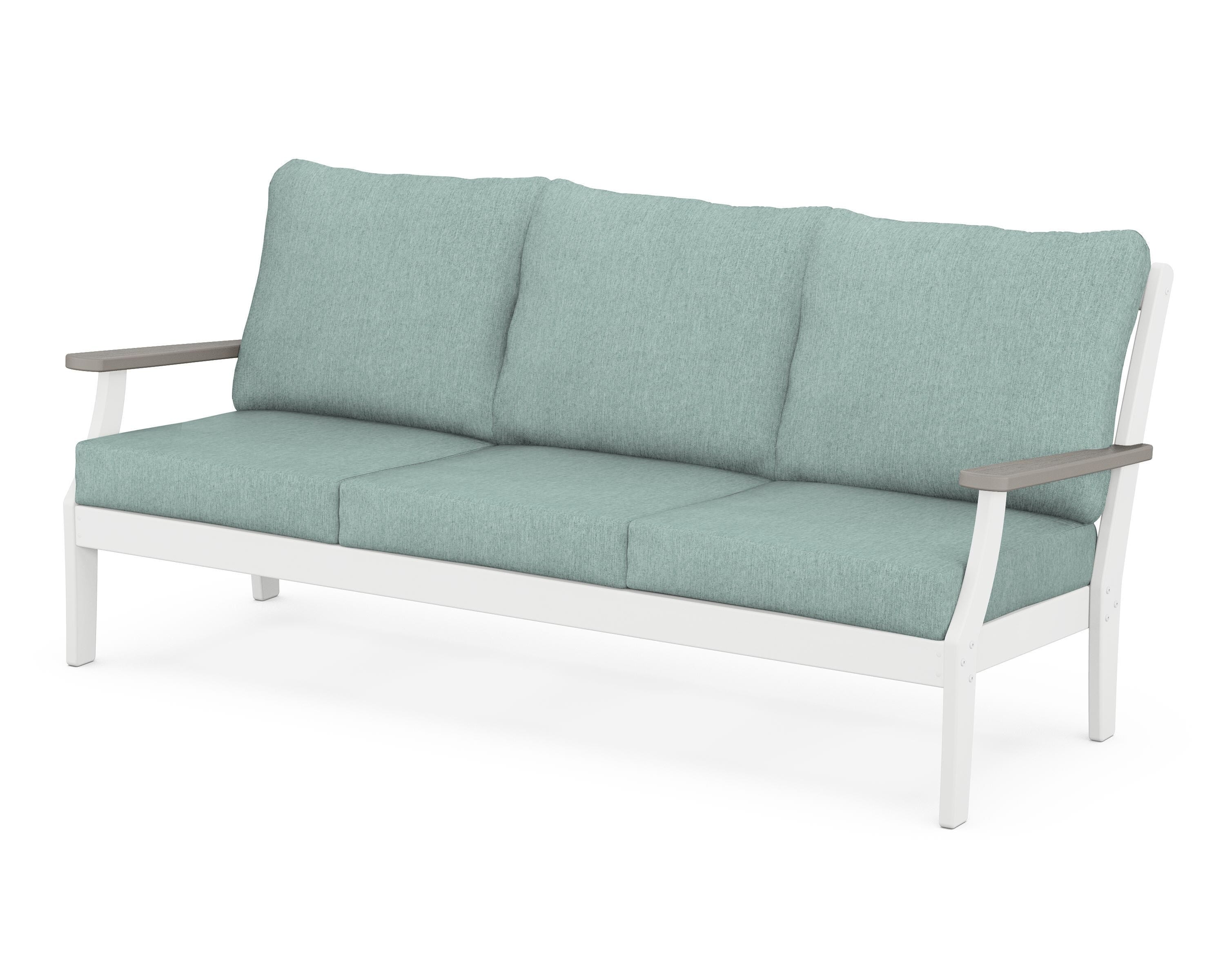 POLYWOOD® Braxton Deep Seating Sofa in White / Driftwood / Glacier Spa