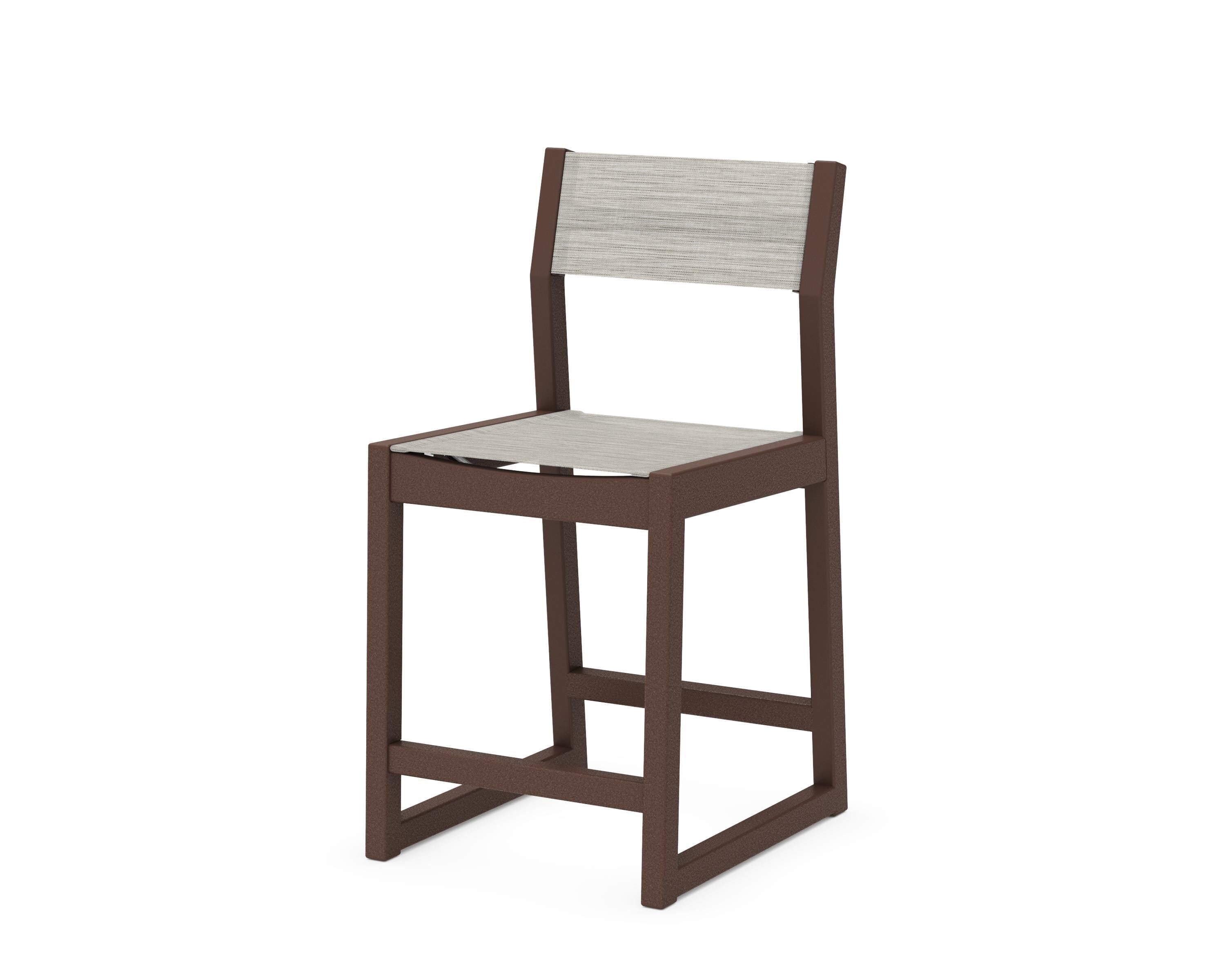 POLYWOOD® EDGE Sling Counter Side Chair in Mahogany / Birch Sling