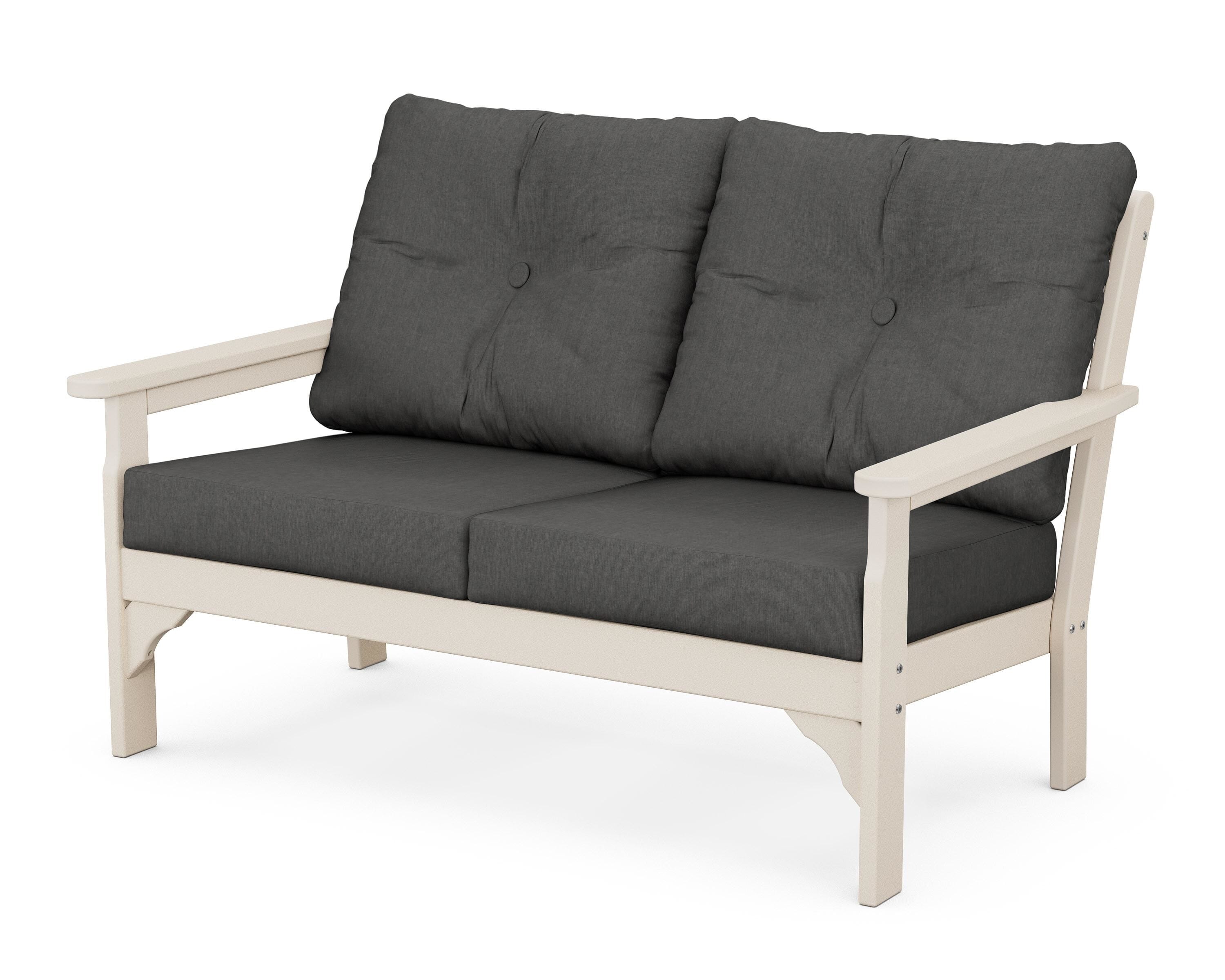 POLYWOOD® Vineyard Deep Seating Loveseat in Sand / Spectrum Carbon