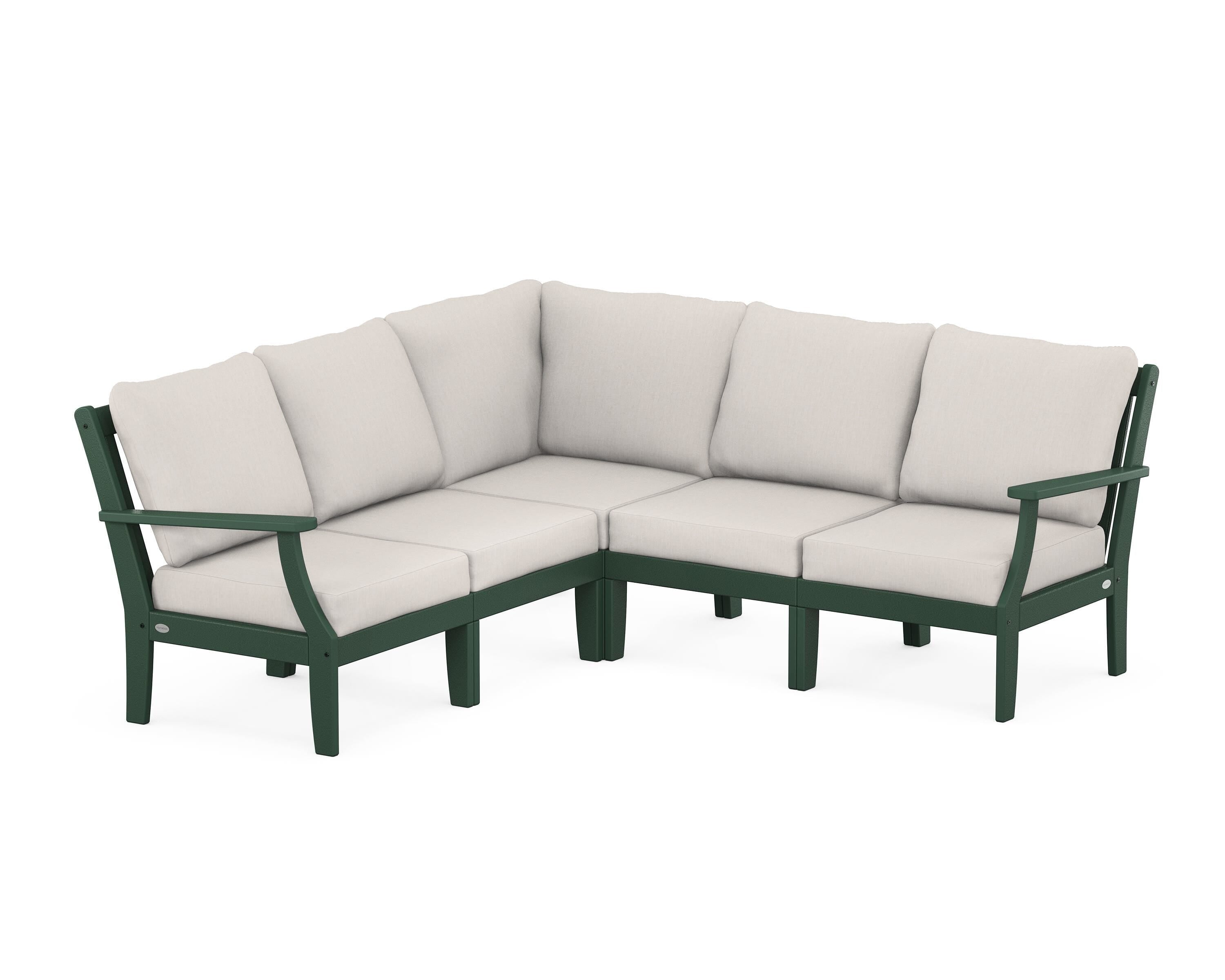POLYWOOD® Braxton Modular 5-Piece Deep Seating Set in Green / Cast Ash