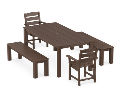 POLYWOOD® Lakeside 5-Piece Parsons Dining Set with Benches in Mahogany