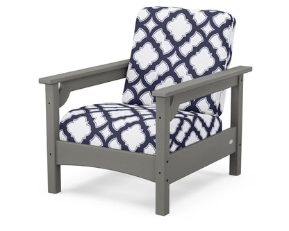 POLYWOOD® Club Chair in Slate Grey / Trellis Navy