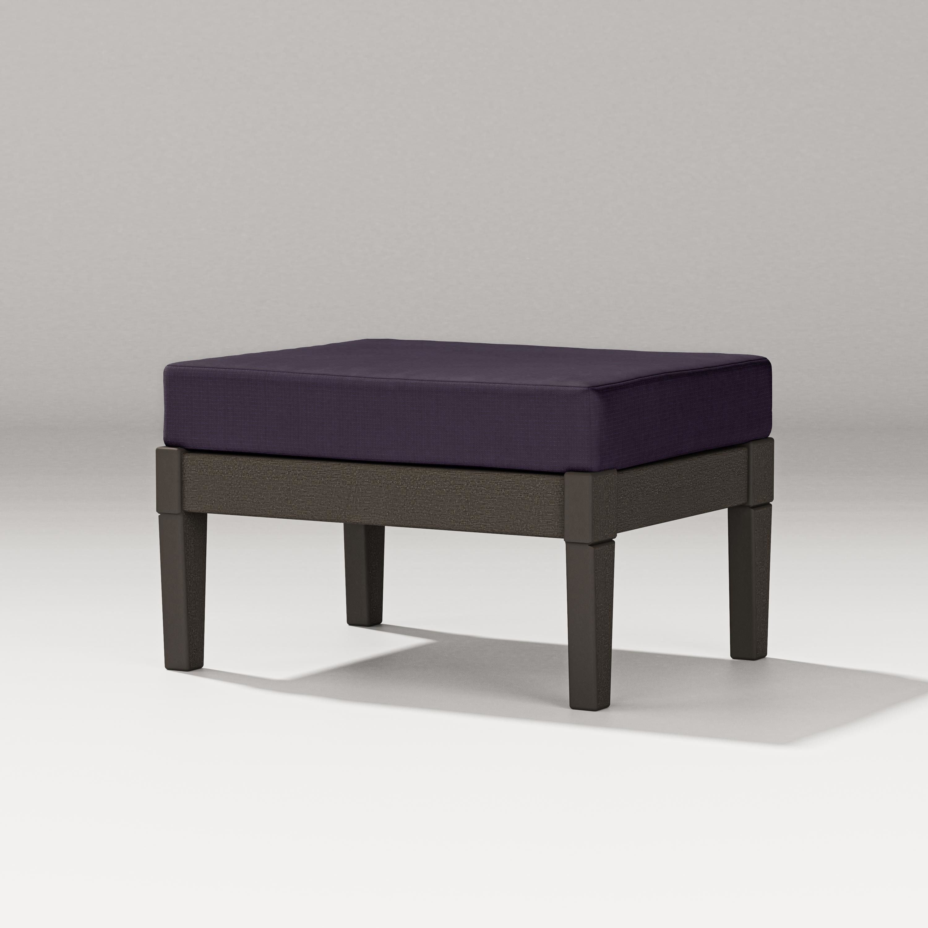 PW Designer Series Estate Lounge Ottoman in Vintage Coffee / Navy Linen