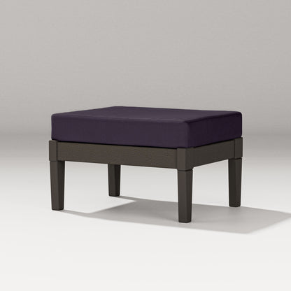 PW Designer Series Estate Lounge Ottoman in Vintage Coffee / Navy Linen