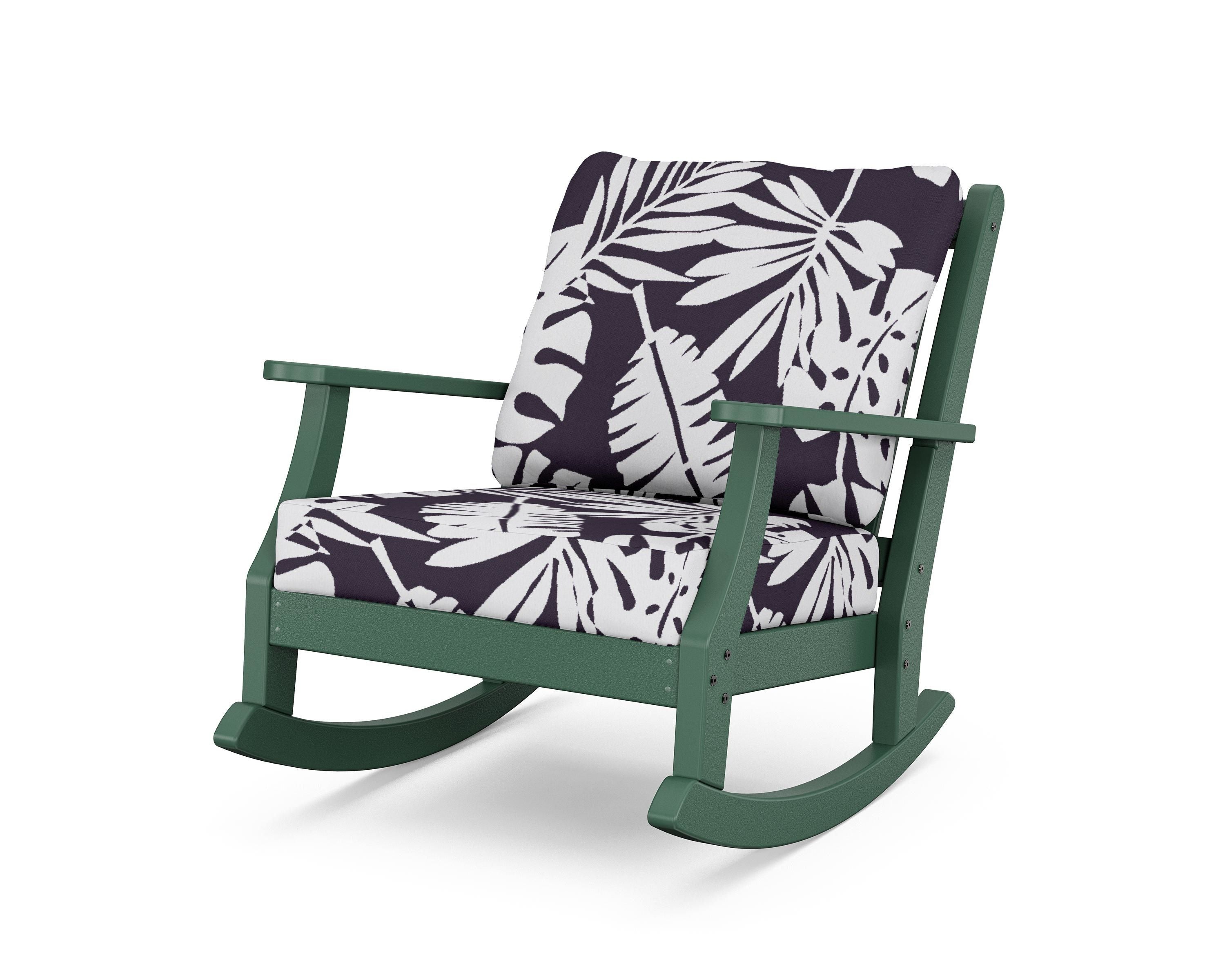 Country Living Wovendale Deep Seating Rocking Chair in Green / Leaf Navy