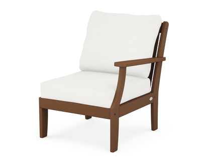 POLYWOOD® Braxton Modular Right Arm Chair in Teak / Natural Linen