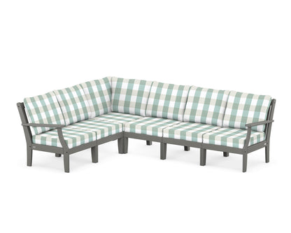 POLYWOOD® Braxton Modular 6-Piece Deep Seating Set in Slate Grey / Buffalo Plaid Glacier Spa