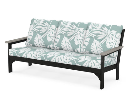POLYWOOD® Vineyard Deep Seating Sofa in Black / Driftwood / Leaf Glacier Spa