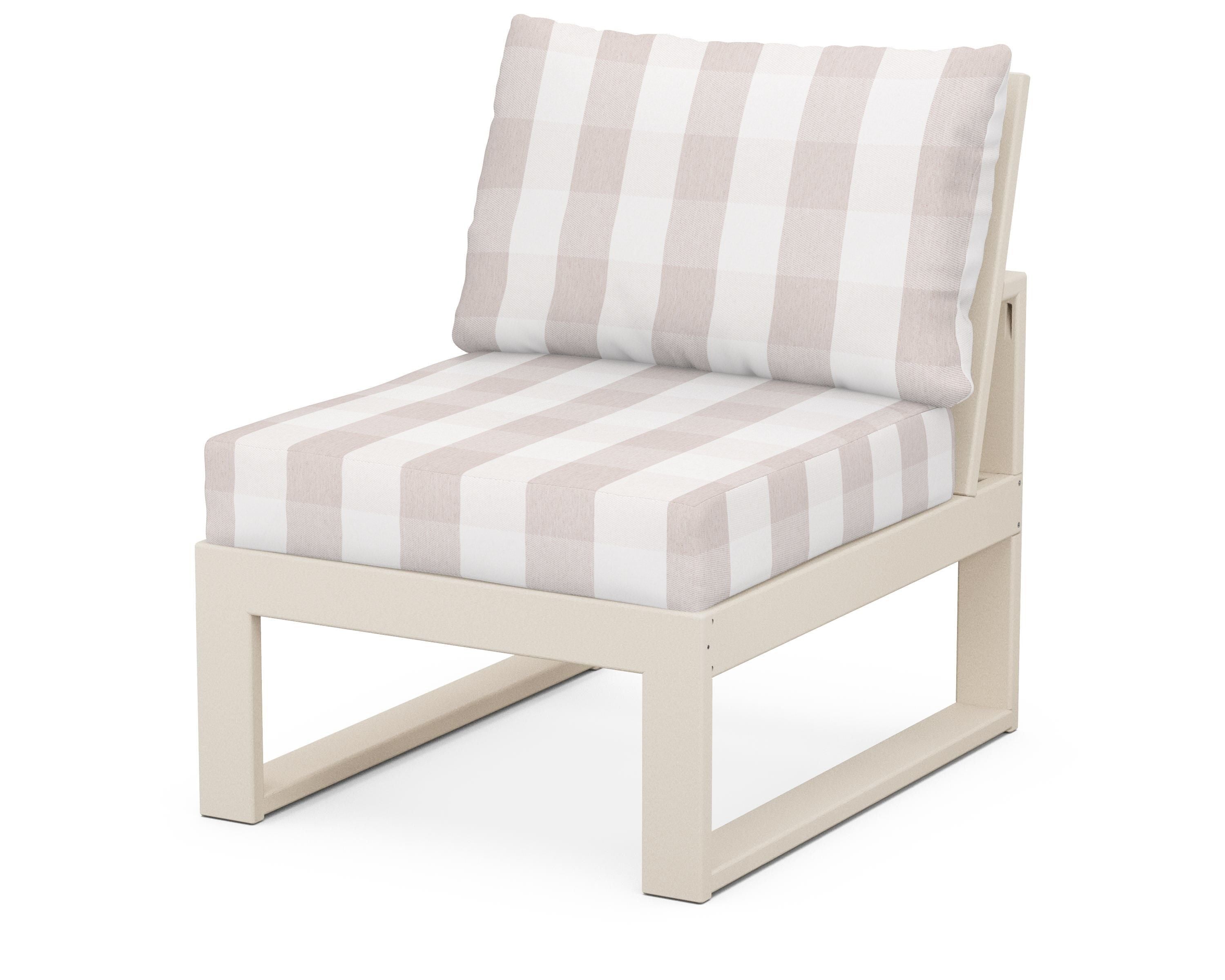 Unbranded Modular Armless Chair in Sand / Buffalo Plaid Dune Burlap