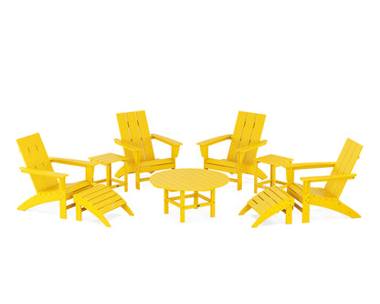 POLYWOOD® Modern Adirondack Chair 9-Piece Conversation Set in Lemon