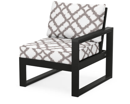 POLYWOOD® EDGE Modular Right Arm Chair in Black / Trellis Grey Mist