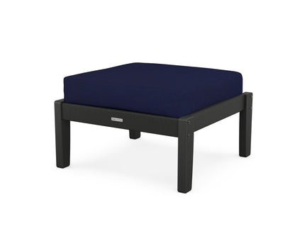 Martha Stewart by POLYWOOD® Chinoiserie Deep Seating Ottoman in Black / Navy