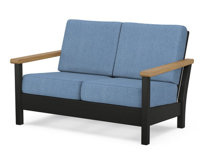 POLYWOOD® Harbour Deep Seating Loveseat in Black / Natural / Sky Blue