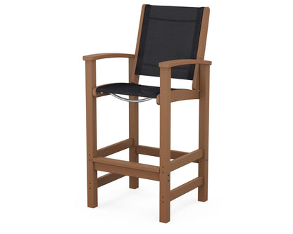 POLYWOOD® Coastal Bar Chair in Teak / Black Sling