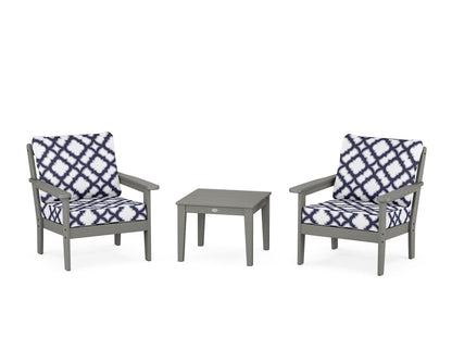 Country Living Cottage 3-Piece Deep Seating Set in Slate Grey / Trellis Navy