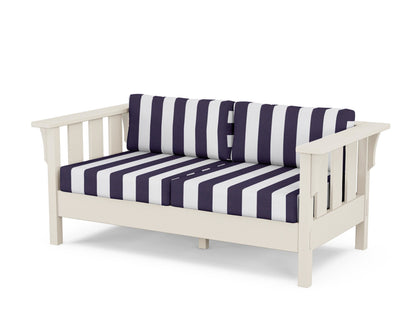 Martha Stewart by POLYWOOD® Acadia Deep Seating Loveseat in Sand / Cabana Stripe Navy