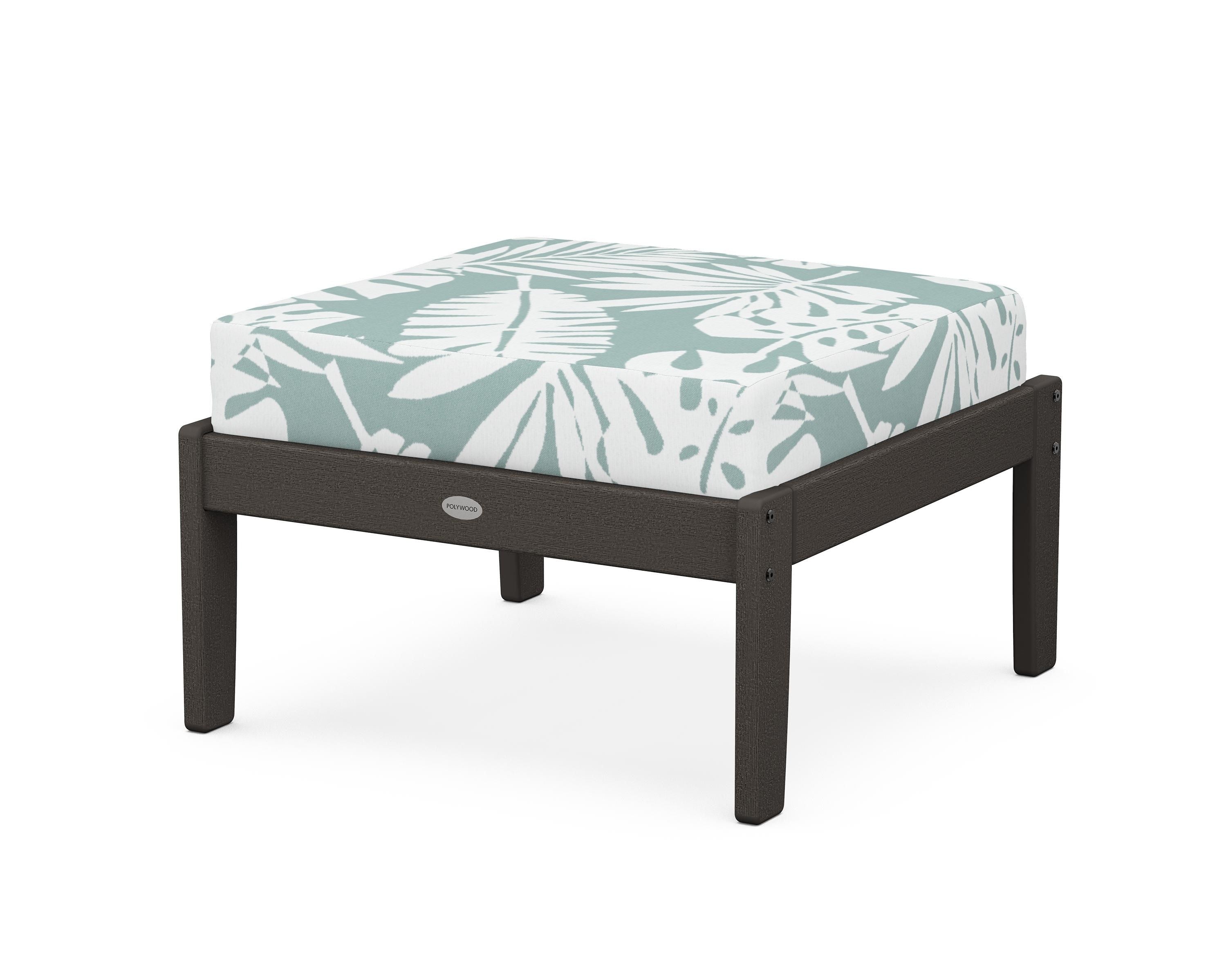 POLYWOOD® Braxton Deep Seating Ottoman in Vintage Coffee / Leaf Glacier Spa