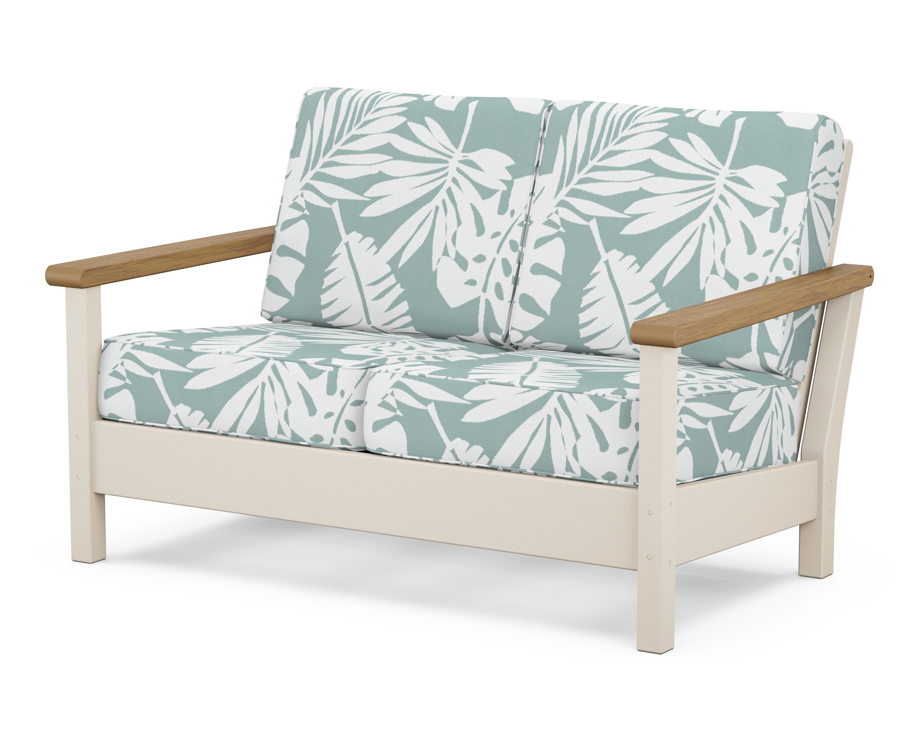 POLYWOOD® Harbour Deep Seating Loveseat in Sand / Natural / Leaf Glacier Spa