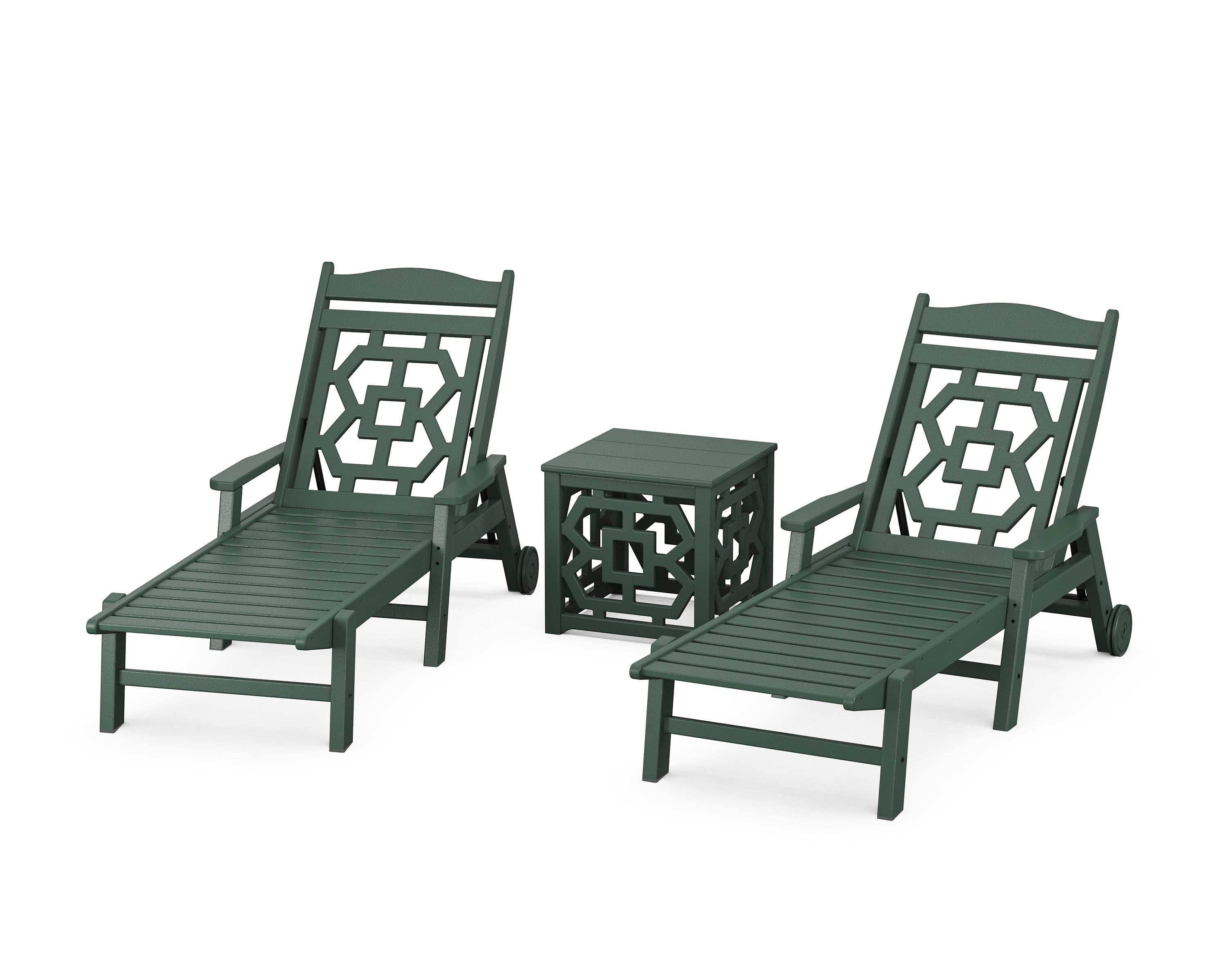 Martha Stewart by POLYWOOD® Chinoiserie 3-Piece Chaise Set in Green