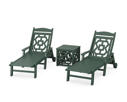 Martha Stewart by POLYWOOD® Chinoiserie 3-Piece Chaise Set in Green