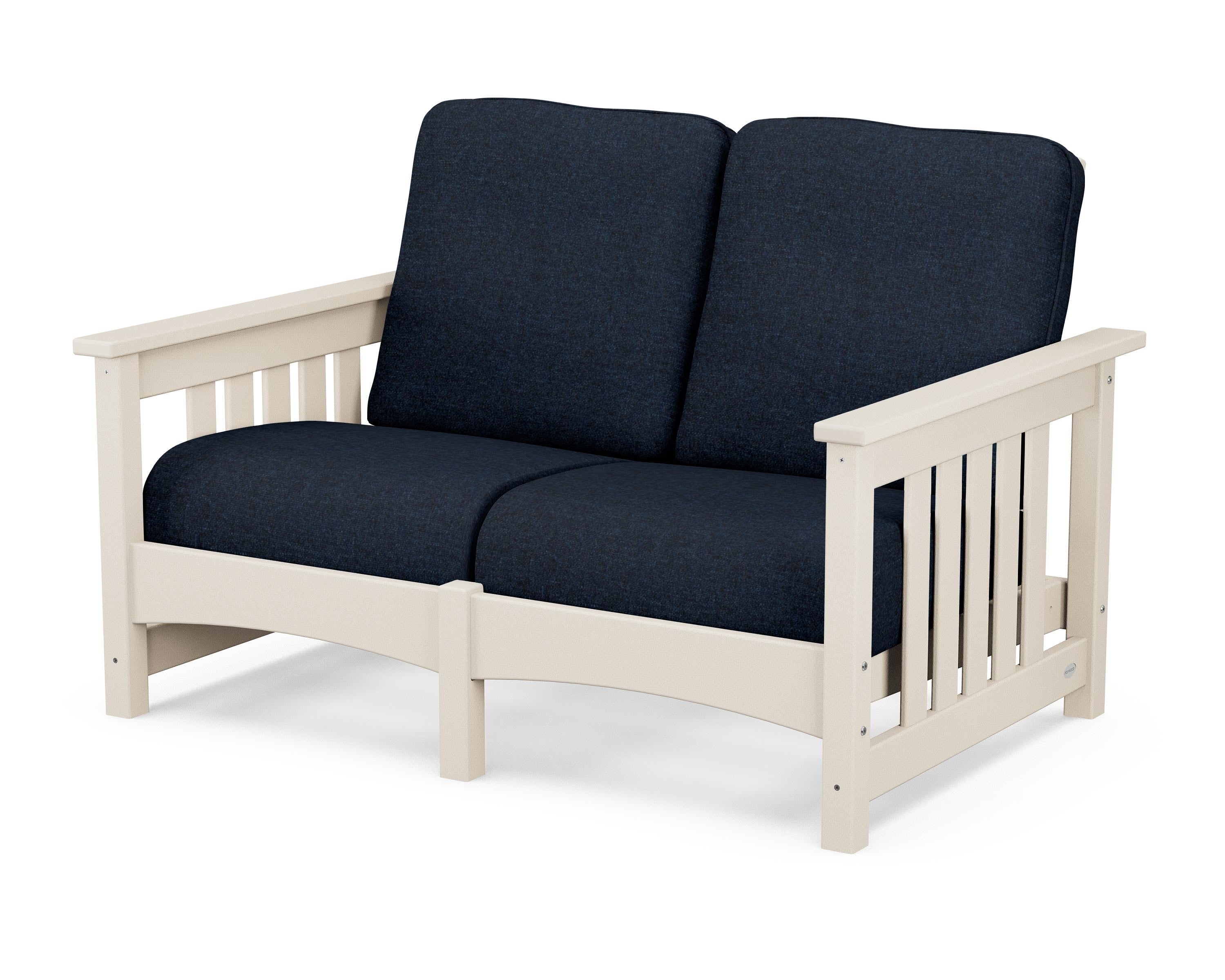 POLYWOOD® Club Mission Loveseat in Sand / Marine Indigo