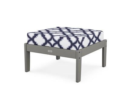 Country Living Cottage Deep Seating Ottoman in Slate Grey / Trellis Navy