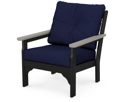 POLYWOOD® Vineyard Deep Seating Chair in Black / Driftwood / Navy