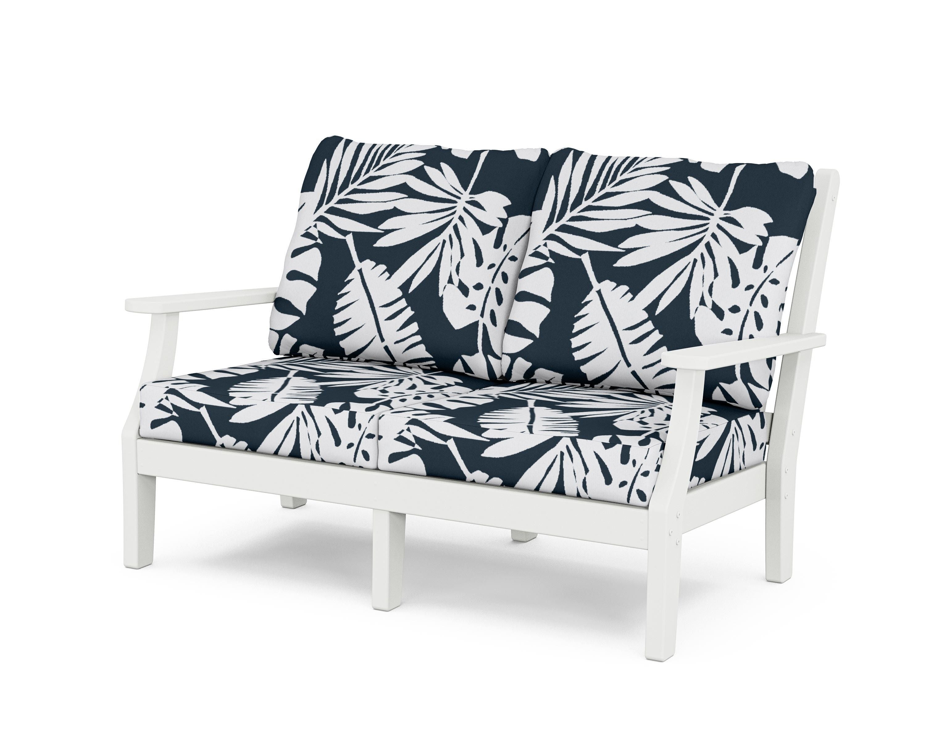 Country Living Wovendale Deep Seating Loveseat in White / Leaf Marine Indigo