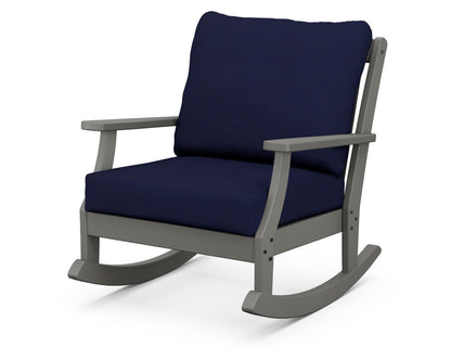 POLYWOOD® Braxton Deep Seating Rocking Chair in Slate Grey / Navy