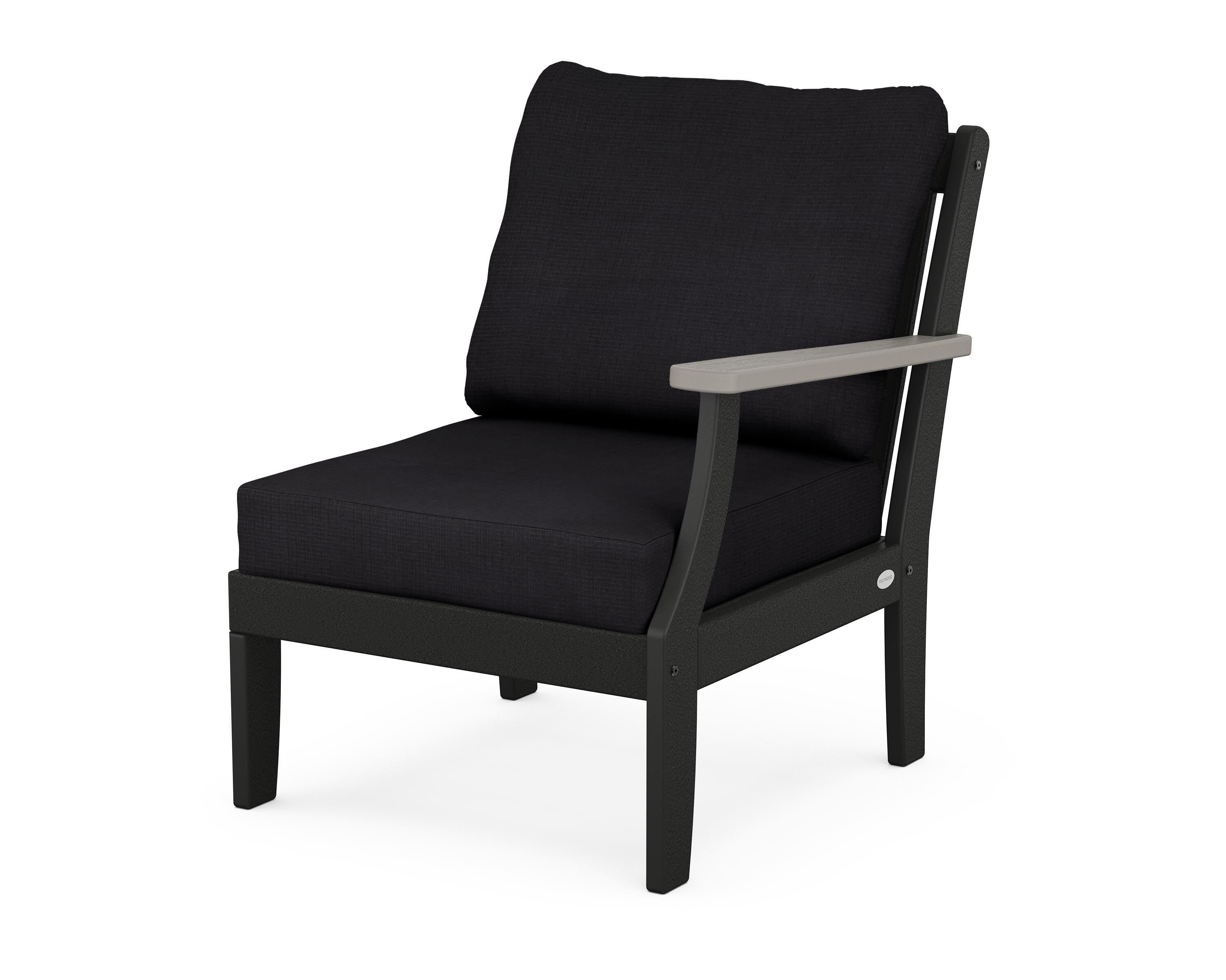 POLYWOOD® Braxton Modular Right Arm Chair in Black / Driftwood / Midnight Linen