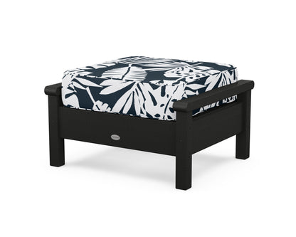 POLYWOOD® Harbour Deep Seating Ottoman in Black / Leaf Marine Indigo
