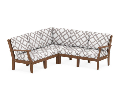 POLYWOOD® Braxton Modular 5-Piece Deep Seating Set in Teak / Trellis Grey Mist