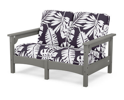 POLYWOOD® Club Loveseat in Slate Grey / Leaf Navy