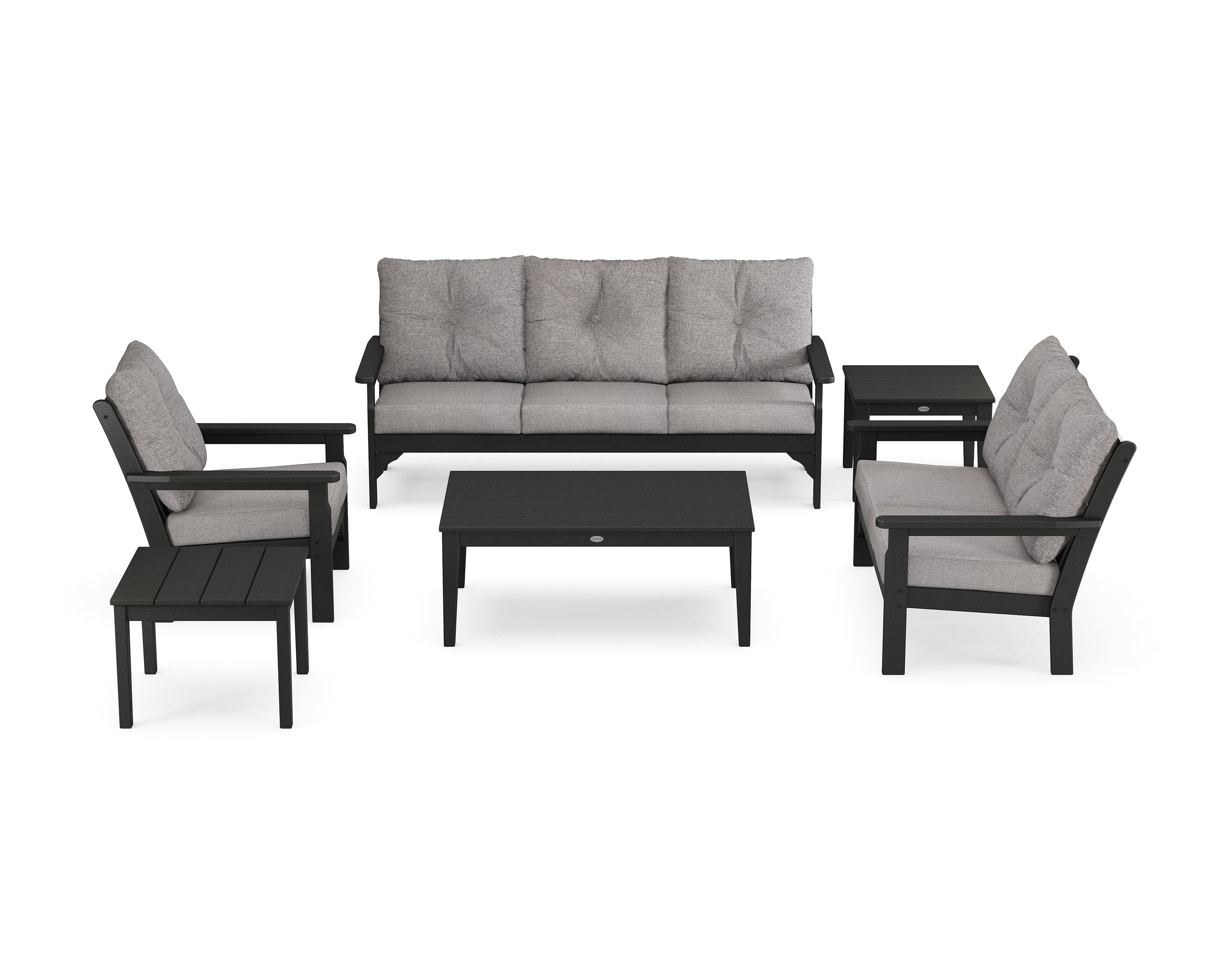 POLYWOOD® Vineyard 6-Piece Deep Seating Set in Black / Grey Mist