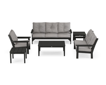 POLYWOOD® Vineyard 6-Piece Deep Seating Set in Black / Grey Mist