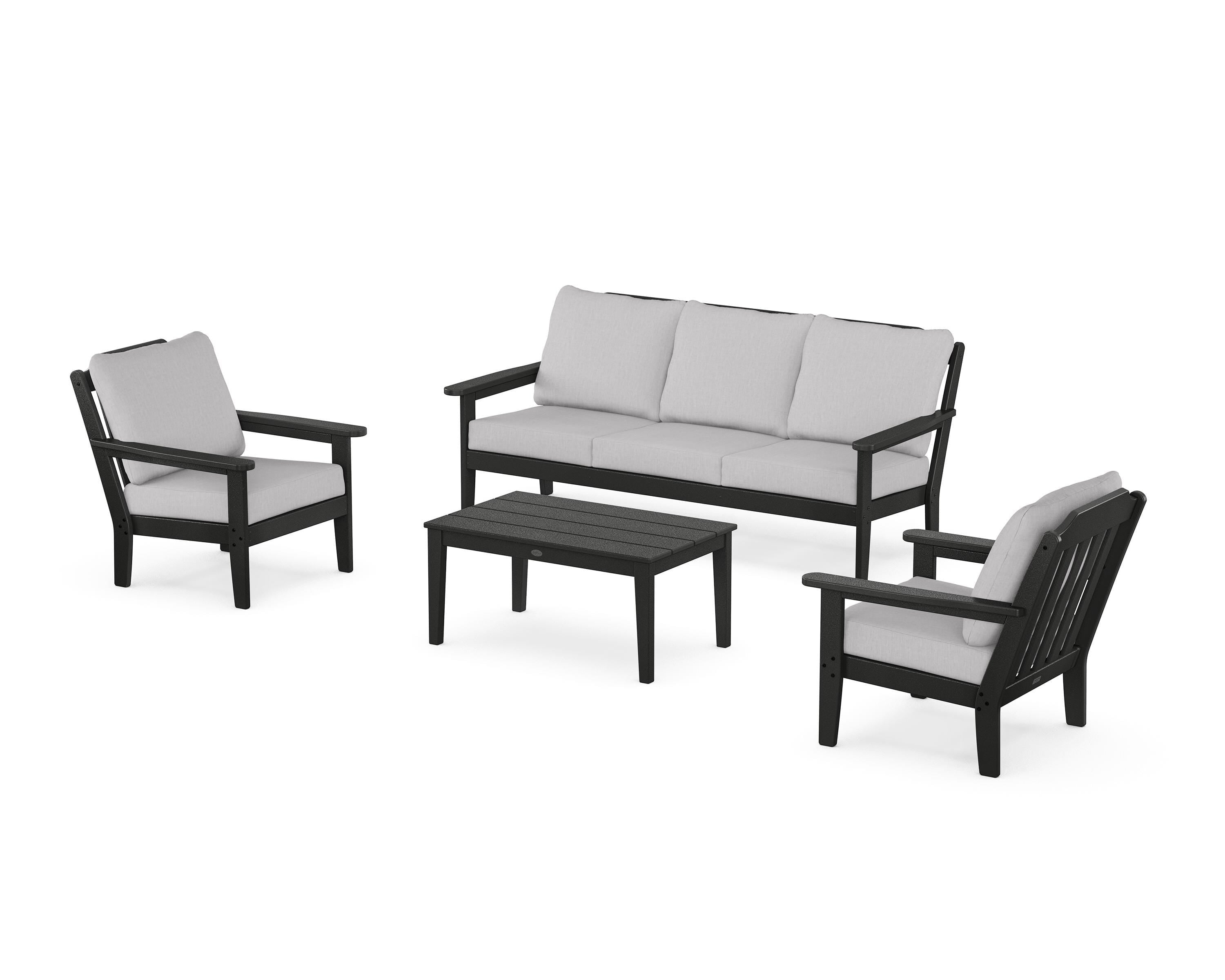 Country Living Cottage 4-Piece Deep Seating Set with Sofa in Black / Granite