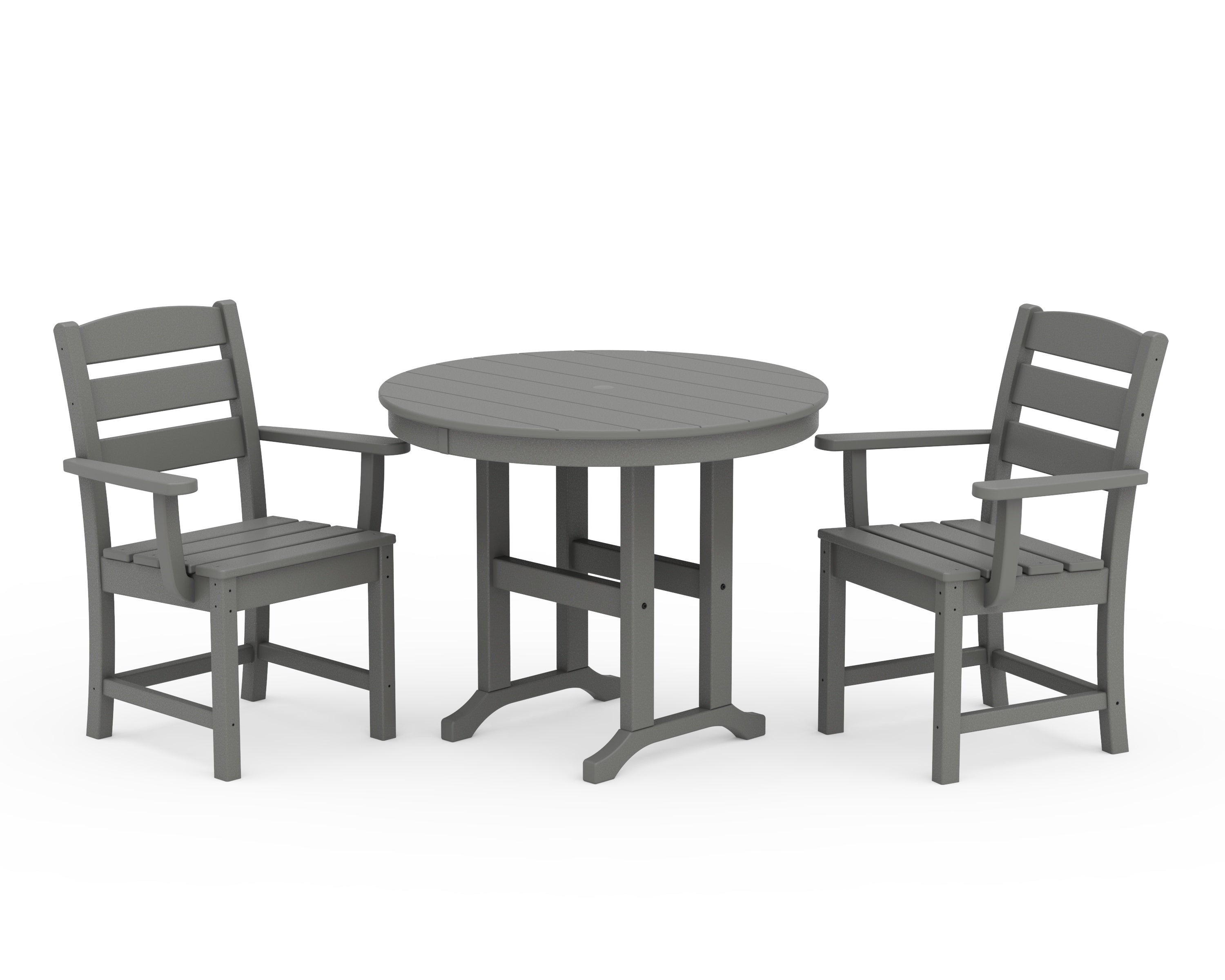 POLYWOOD® Lakeside 3-Piece Round Dining Set in Slate Grey