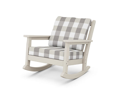 POLYWOOD® Chippendale Deep Seating Rocking Chair in Sand / Buffalo Plaid Grey Mist