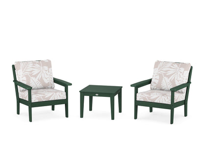 Country Living Cottage 3-Piece Deep Seating Set in Green / Leaf Dune Burlap