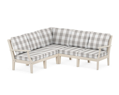 POLYWOOD® Braxton Modular 5-Piece Deep Seating Set in Sand / Buffalo Plaid Grey Mist