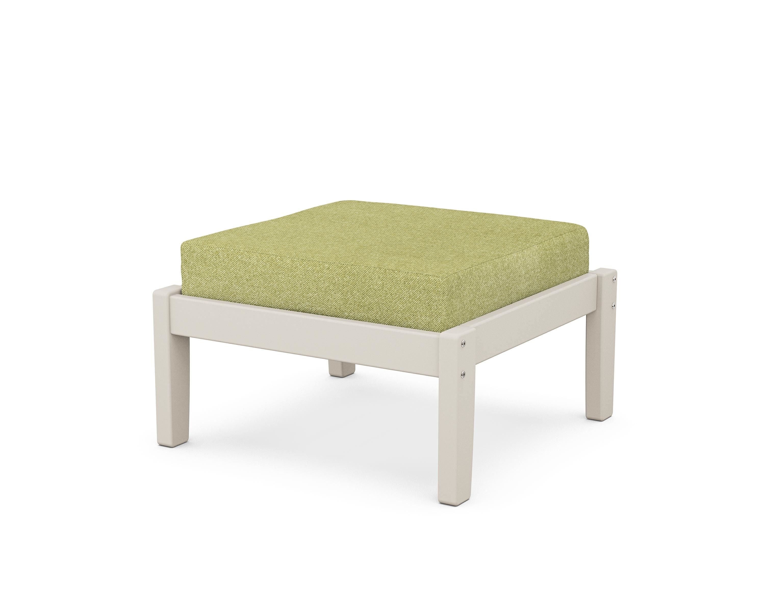 Unbranded Deep Seating Ottoman in Sand / Chartreuse Boucle