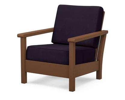 POLYWOOD® Harbour Deep Seating Chair in Teak / Navy Linen