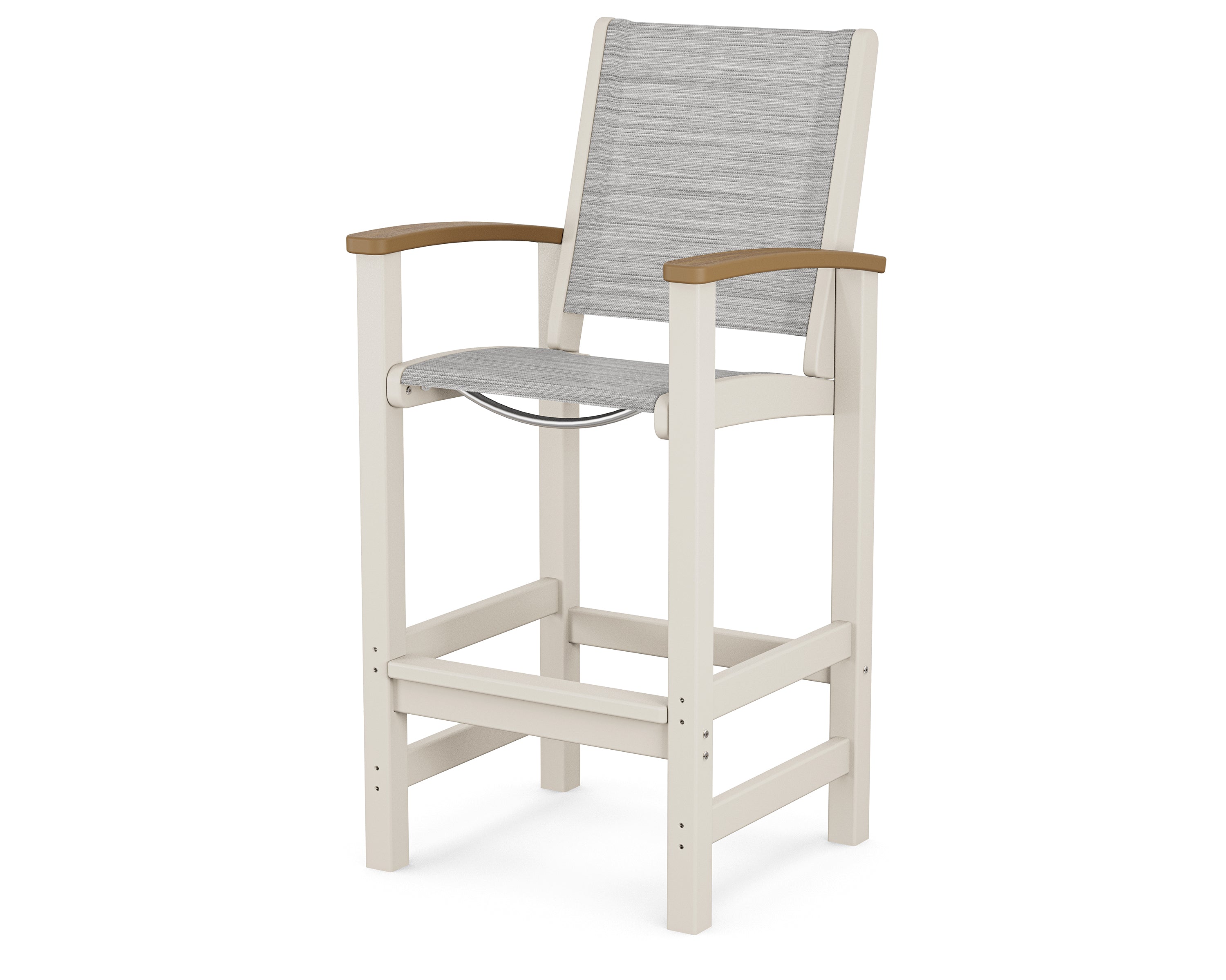 POLYWOOD® Coastal Bar Chair in Sand / Natural / Metallic Sling