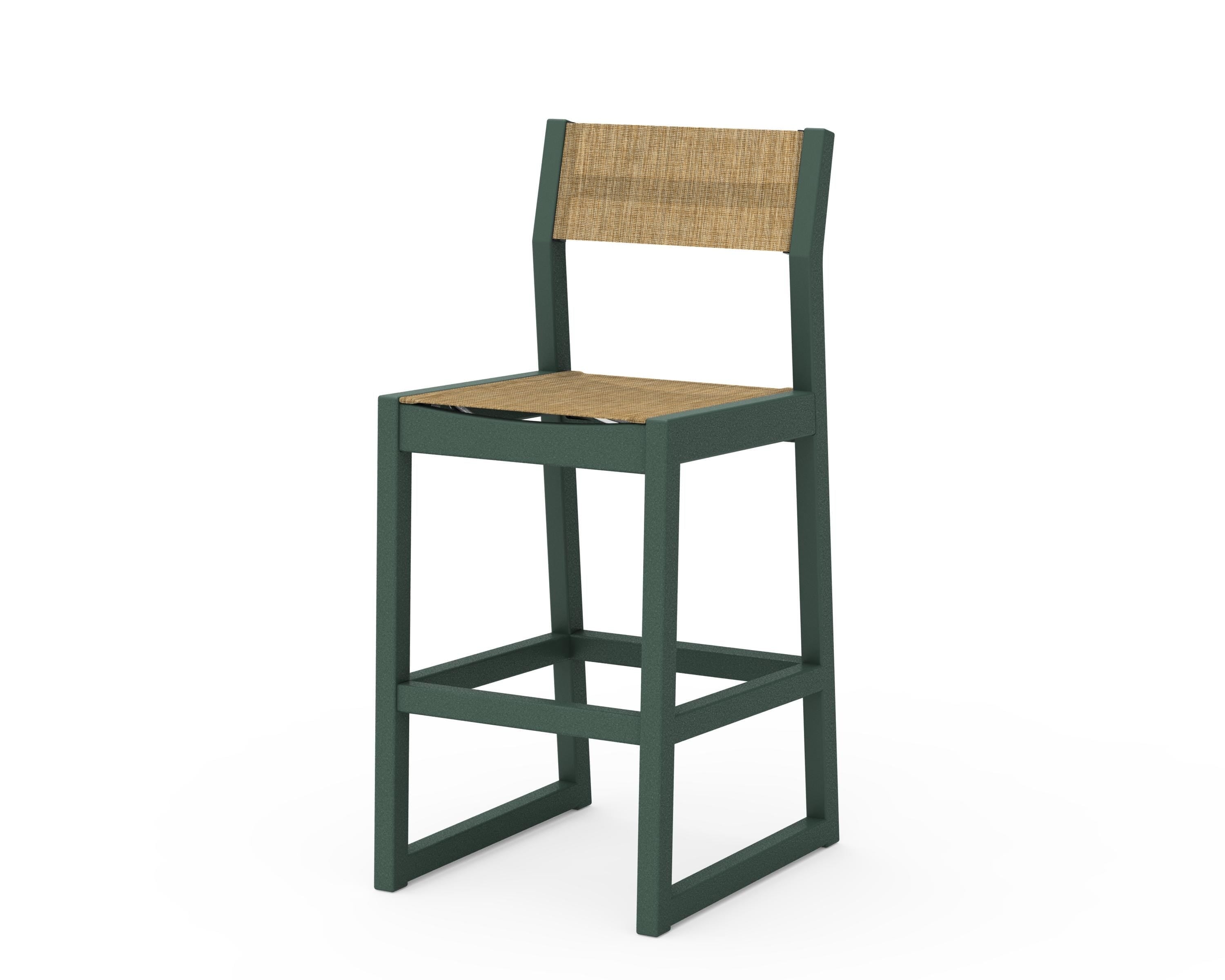 POLYWOOD® EDGE Sling Bar Side Chair in Green / Burlap Sling