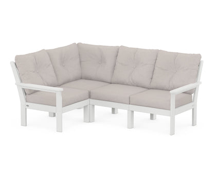 POLYWOOD® Vineyard 4-Piece Sectional in White / Dune Burlap