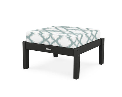 Martha Stewart by POLYWOOD® Chinoiserie Deep Seating Ottoman in Black / Trellis Glacier Spa